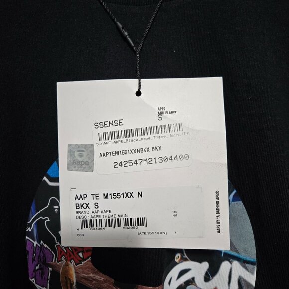 Aape by A BATHING APE Moonface logo print tee in Black - Size Small - Picture 6 of 10